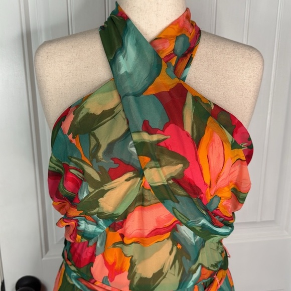 London Times Women's Twist Neck Halter Maxi Dress Sz 12 - Picture 5 of 14